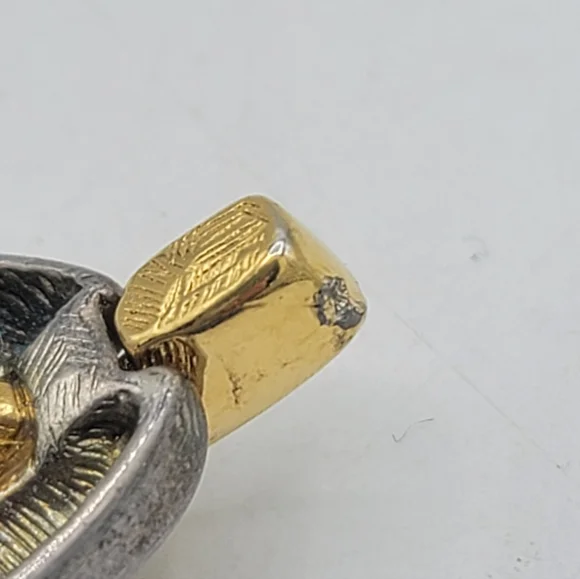 Givenchy Two Tone Leaf Brooch Silver Gold Sculptural Signed Vintage - Picture 6 of 9